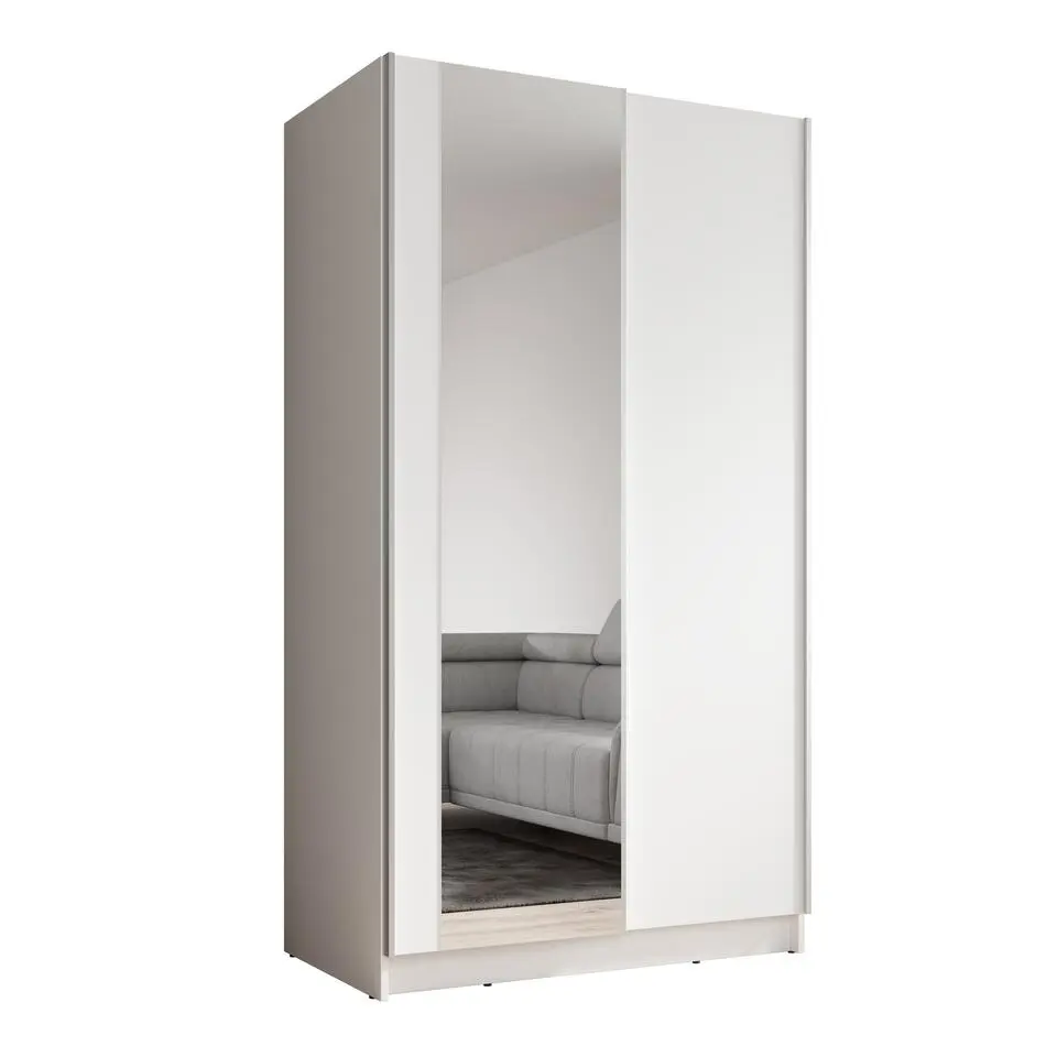 Meubella - Kledingkast Salta - Wit - 100 cm - Met spiegel