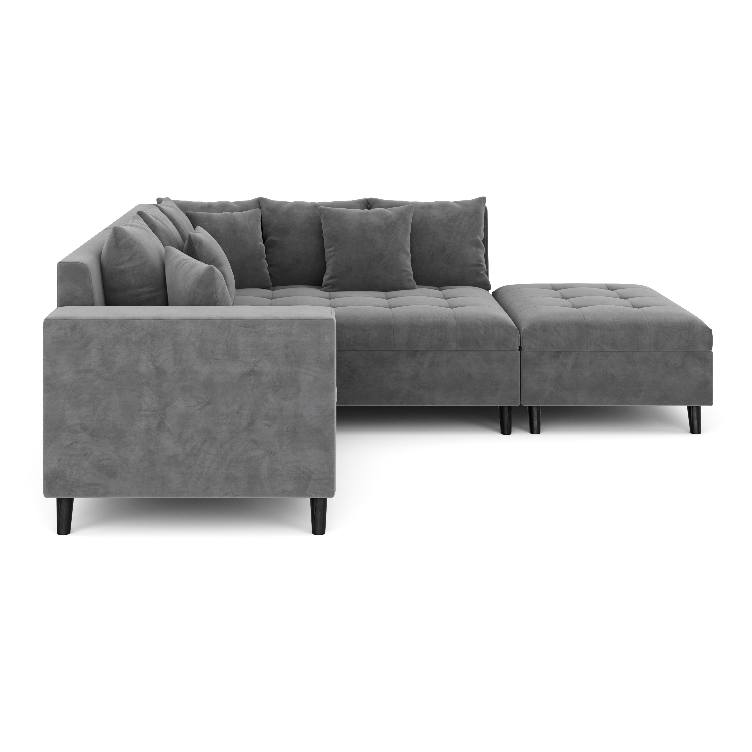 Ecksofa Samt mit Ottomane ELINA rechts anthrazit