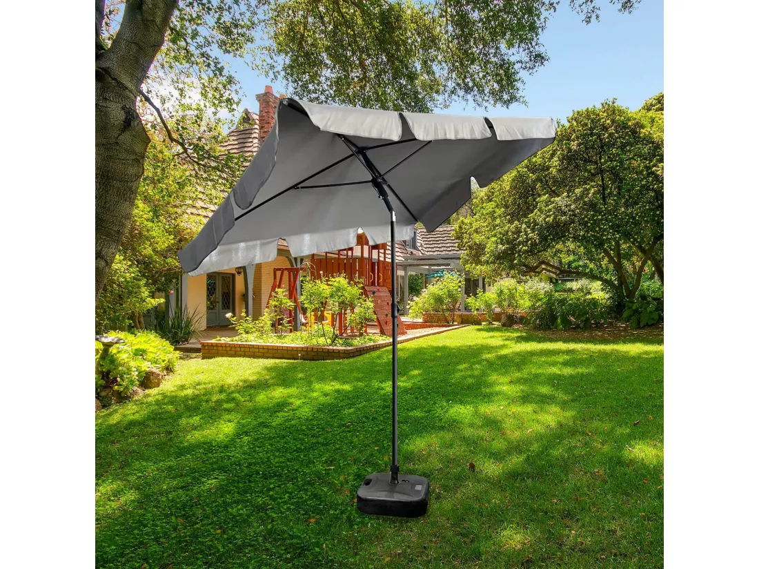 Parasol de plage FLOKS avec protection UV gris clair, Poids 2,8 kg Dimensions L200xl123xH235 cm