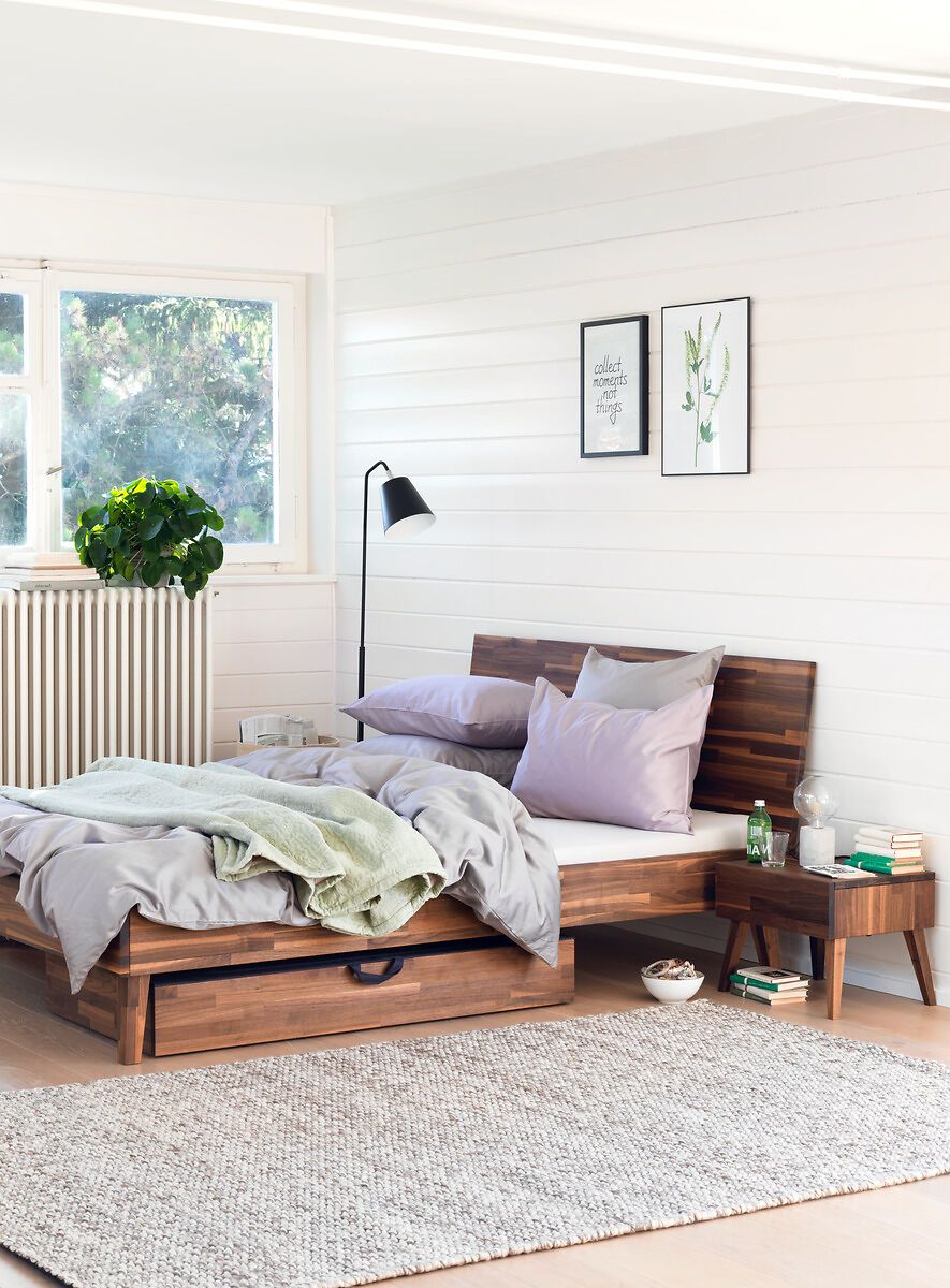 CARA Bett - Nussbaum / B: 120.0 cm x T: 200.0 cm
