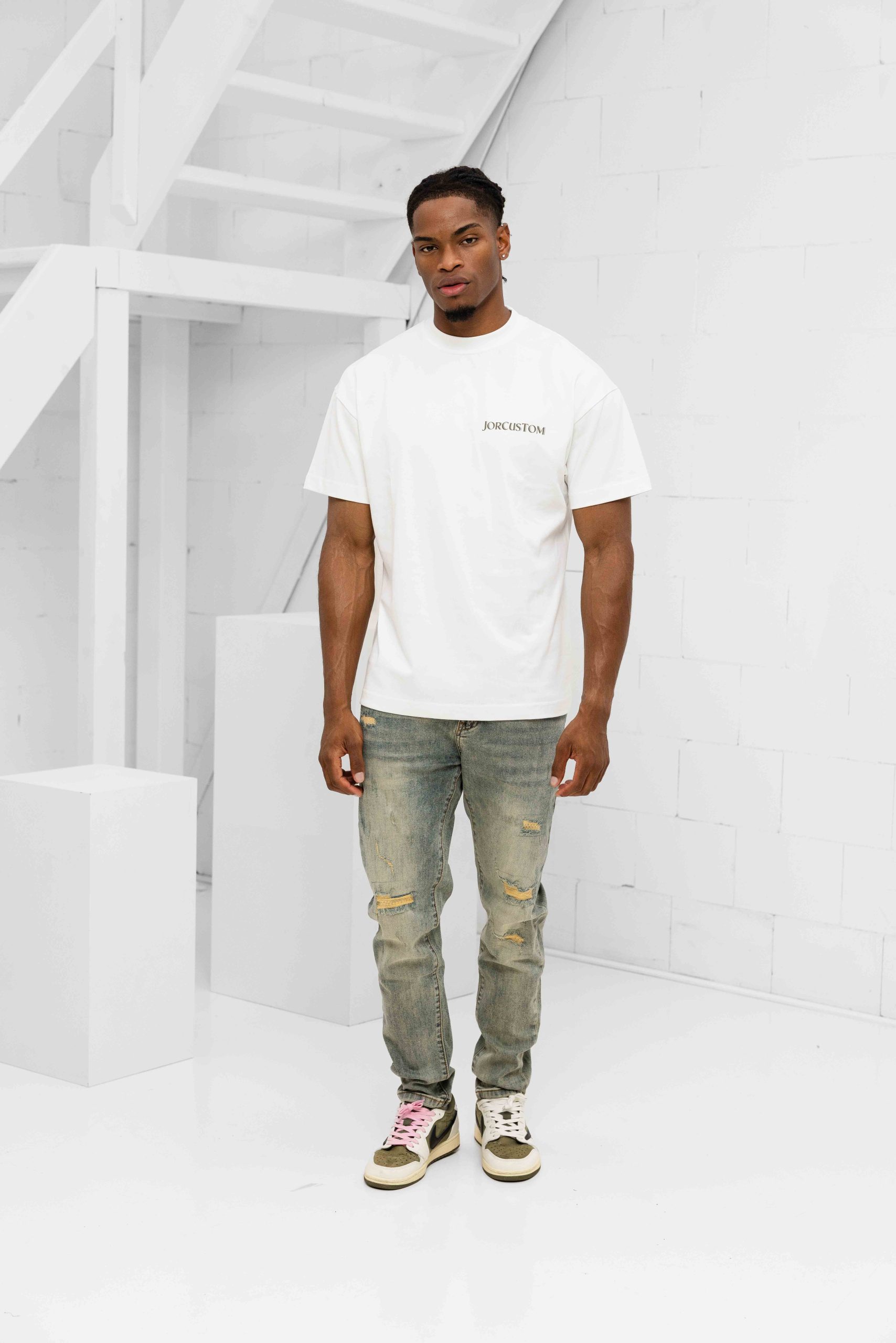 Jorcustom Ribbon Loose Fit T-Shirt Heren Wit