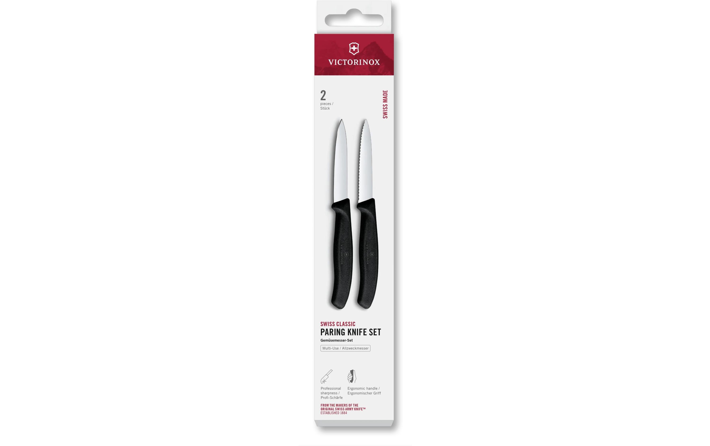 Messer-Set Swiss Classic, 8 cm, Schwarz, 2 StückSchälmesser-Set mit gerader und mit gezackter Schneide