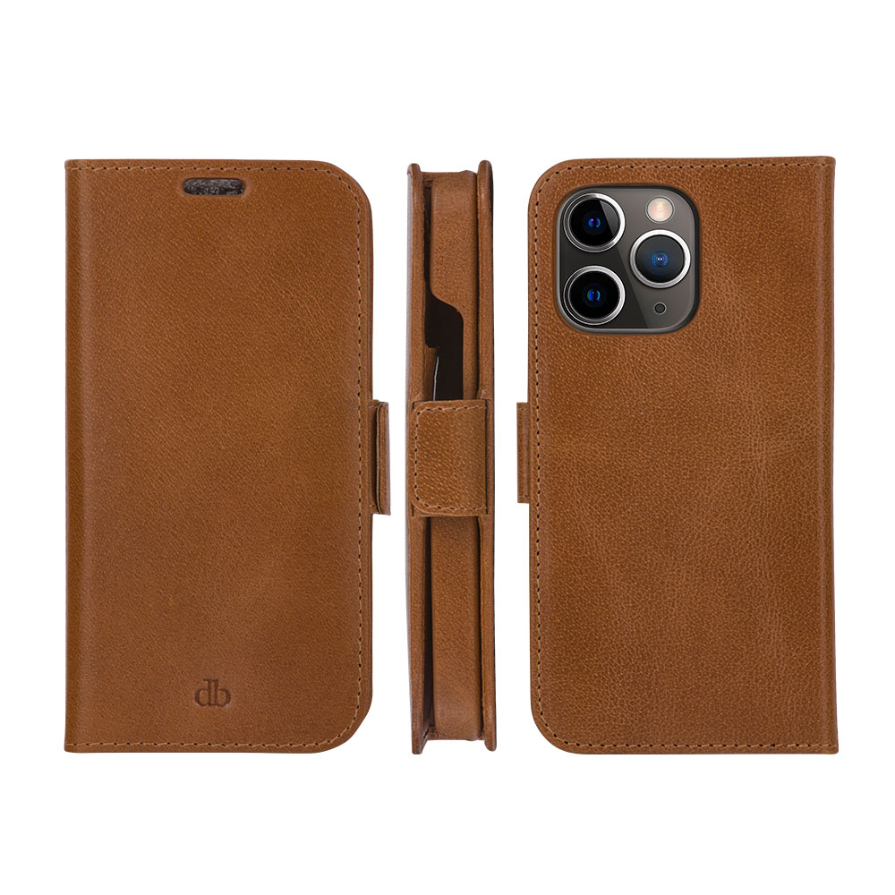 iPhone 12 / iPhone 12 Pro 2in1 Wallet Case Echtleder Tasche mit RFID Schutz Lynge (LY61GT001181) - Tan