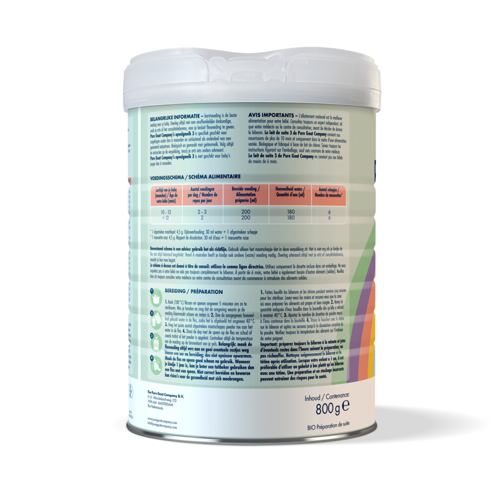 Pure Goat Geitenmelk 3 Opvolgmelk800 gr