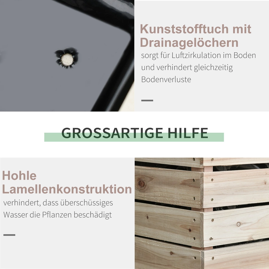 Outsunny Hochbeet aus Tannenholz, 4-teilig Natur