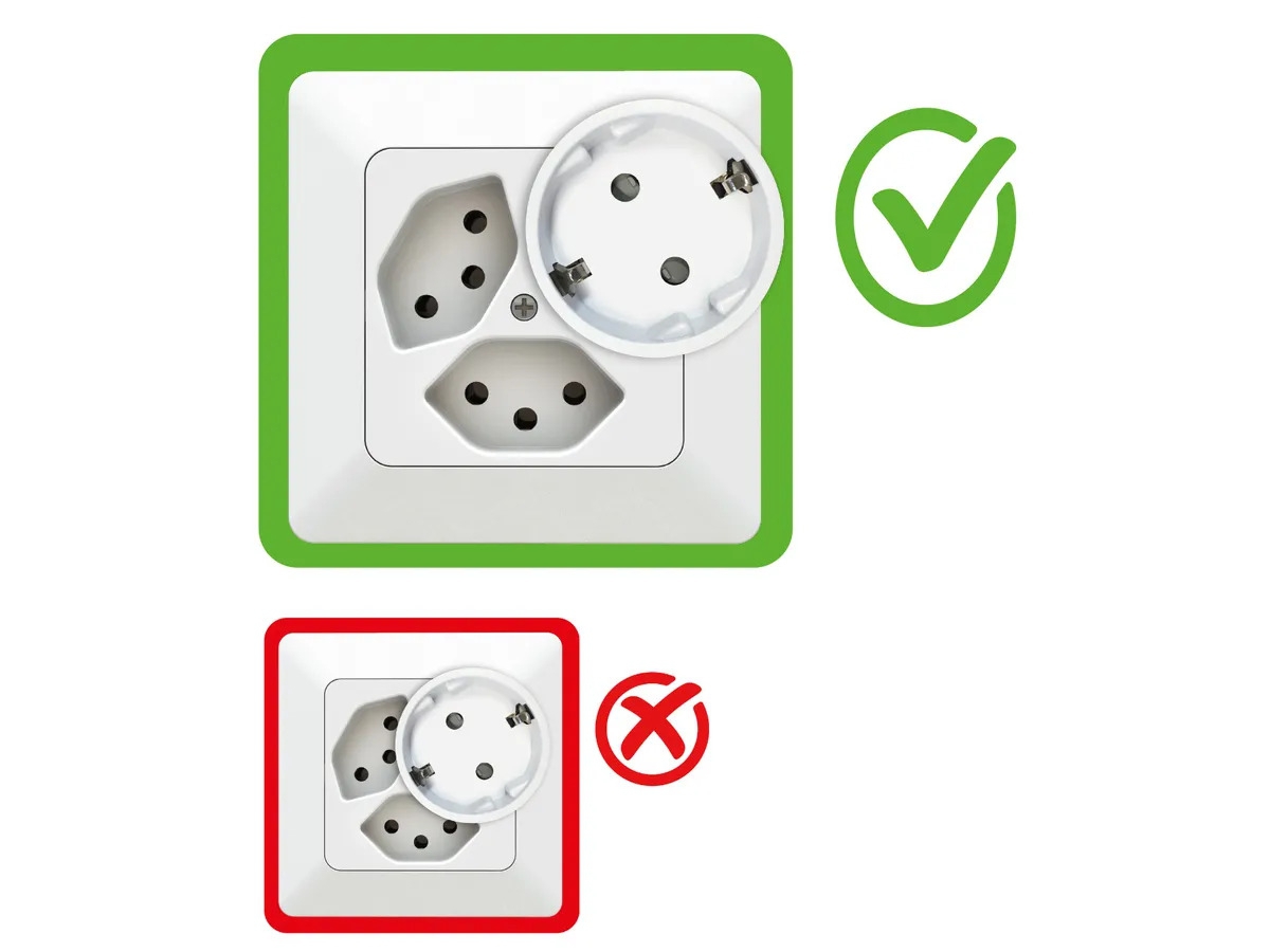 Reiseadapter asymmetrisch, Stecker: Typ 12 / Kupplung: Schuko