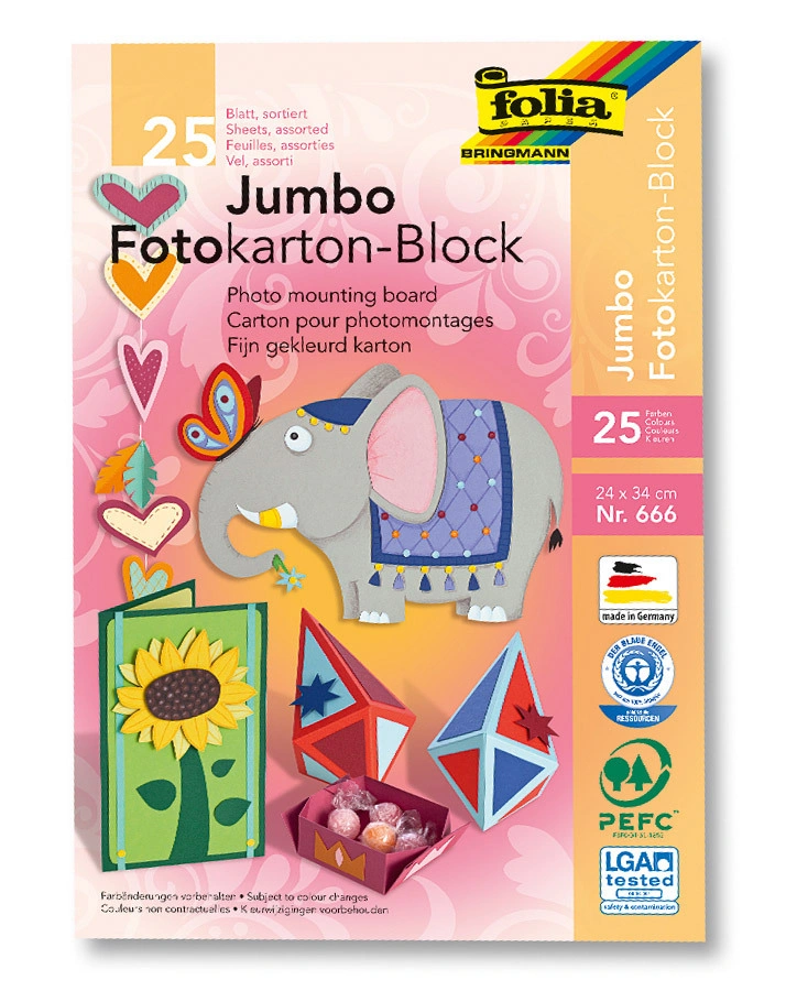 Fotokarton-Block JUMBO 25-teilig in bunt