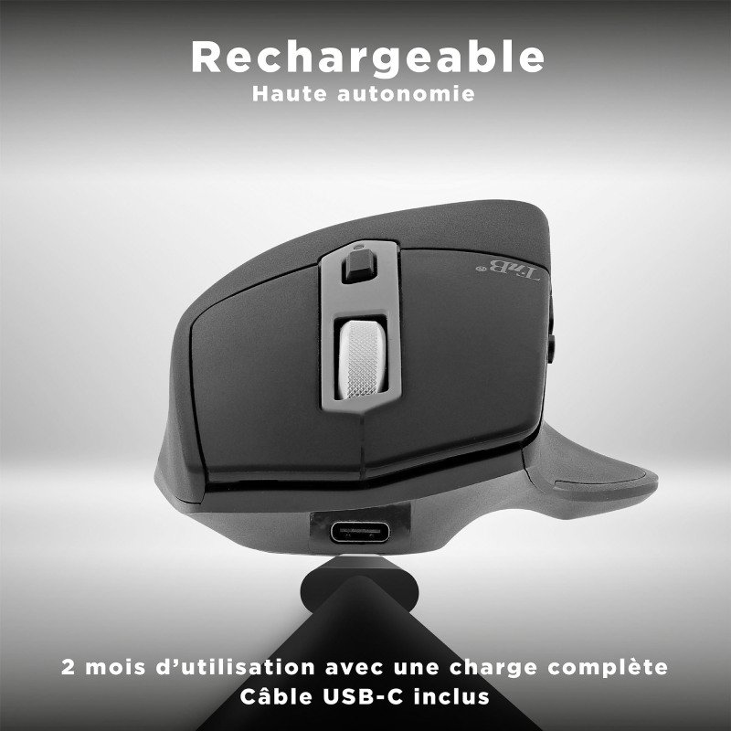 Souris sans fil semi ergonomique ICLICK TNB noire