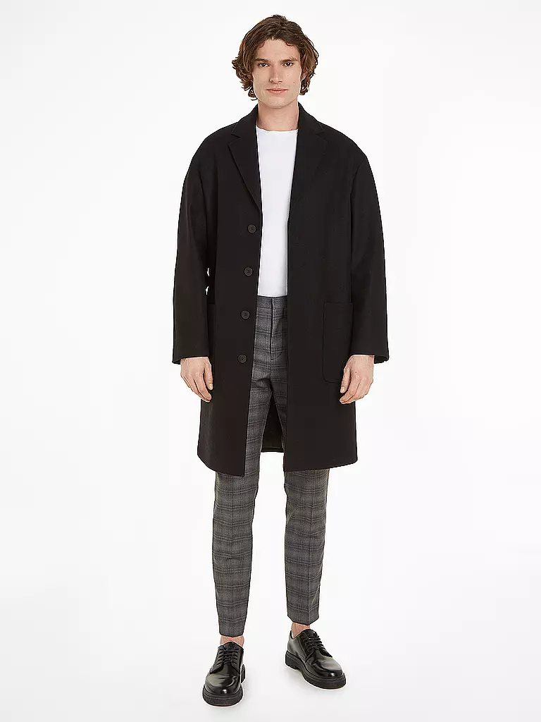 CALVIN KLEIN Wollmantel  schwarz