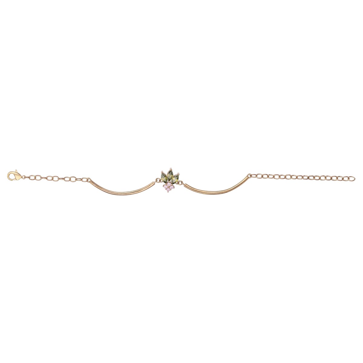 Bracelet semi-rigide en Plaqué Or avec oxyde de zirconium multicolore