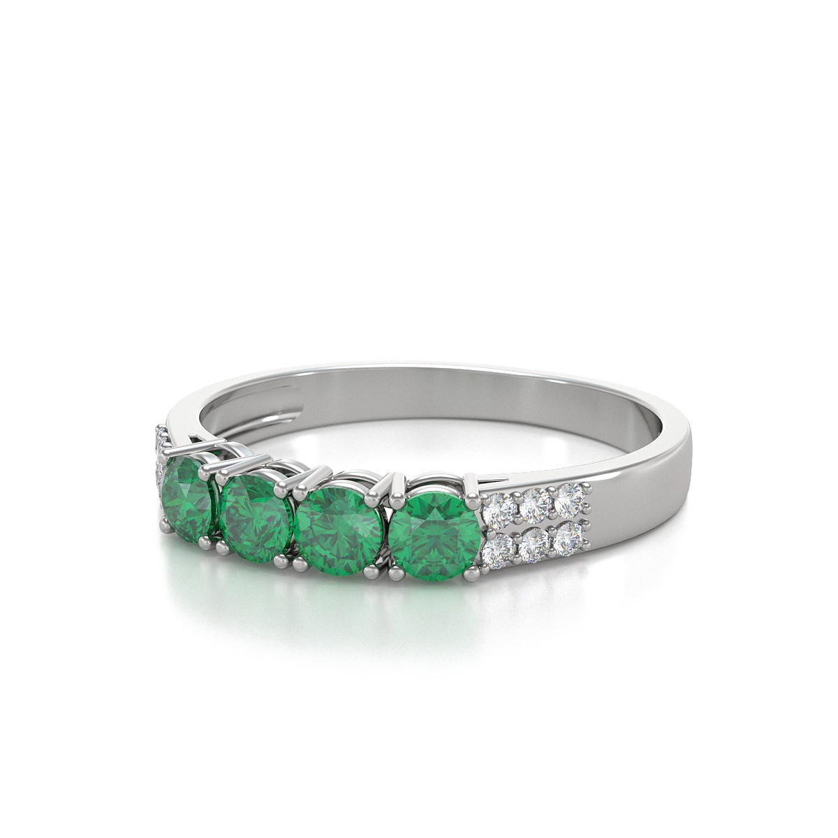Bague Emeraude et diamants sur Argent 925 2.382grs