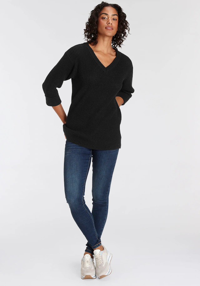 Flashlights V-Ausschnitt-Pullover , bequem geschnitten mit 3/4 Ärmeln
