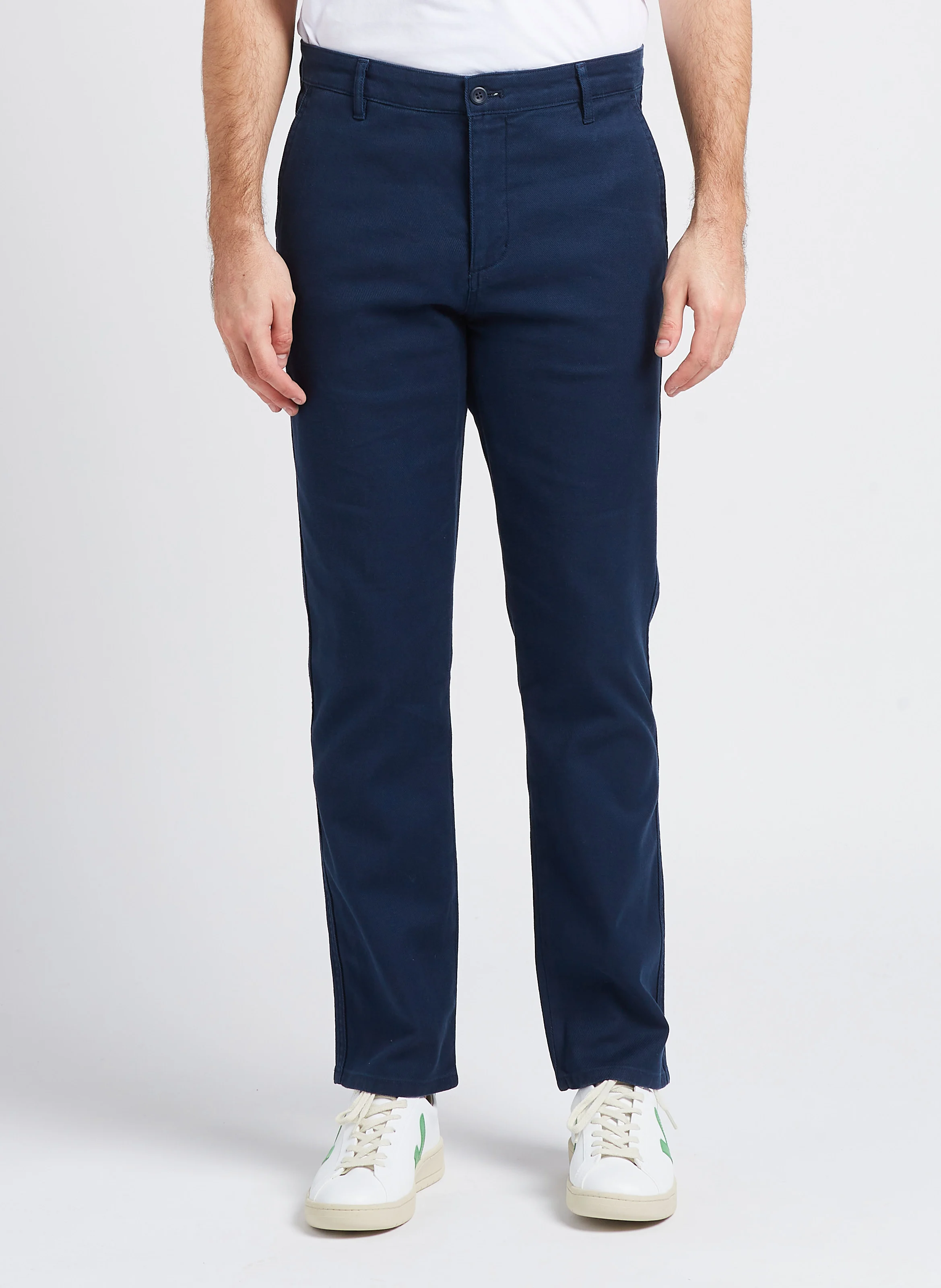 Pantalon chino slim-fit en coton mélangé| Bleu