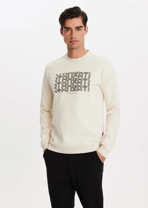 Sweater met merk print off-white (WIT.IV)