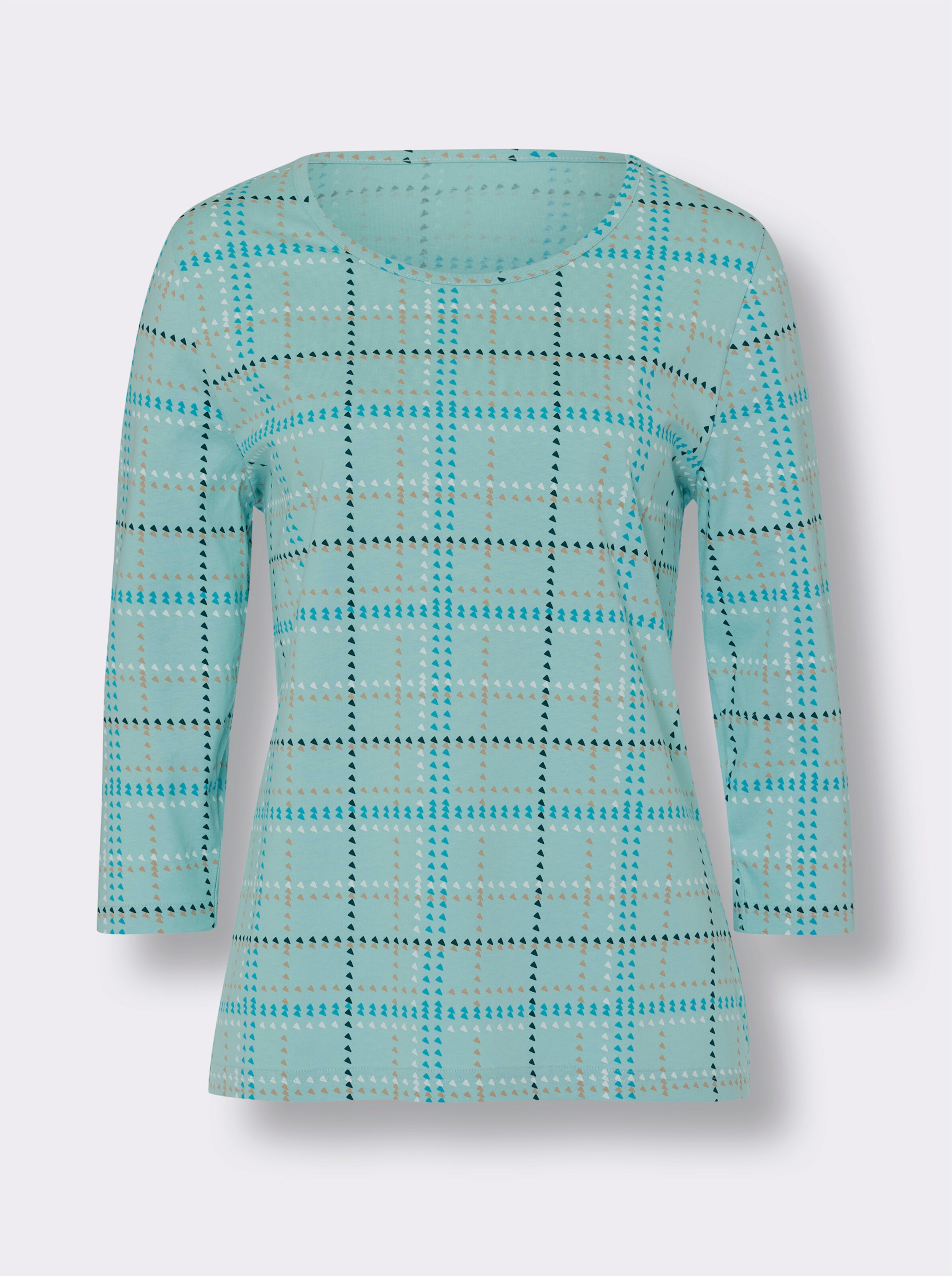 34-Arm-Shirt mit Karo-Muster