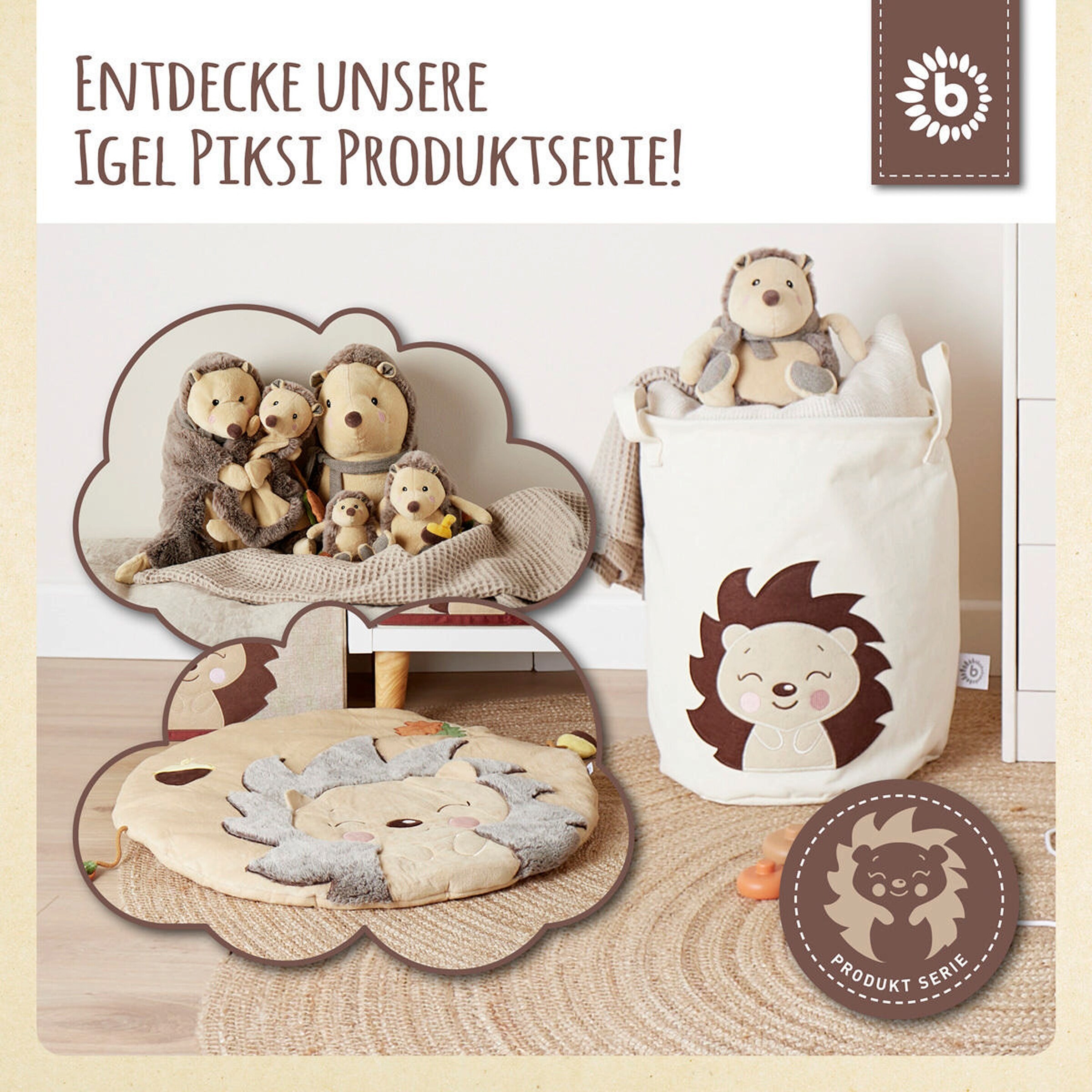 Bieco Aufbewahrungsbox mit Deckel Igel Piksi Blau