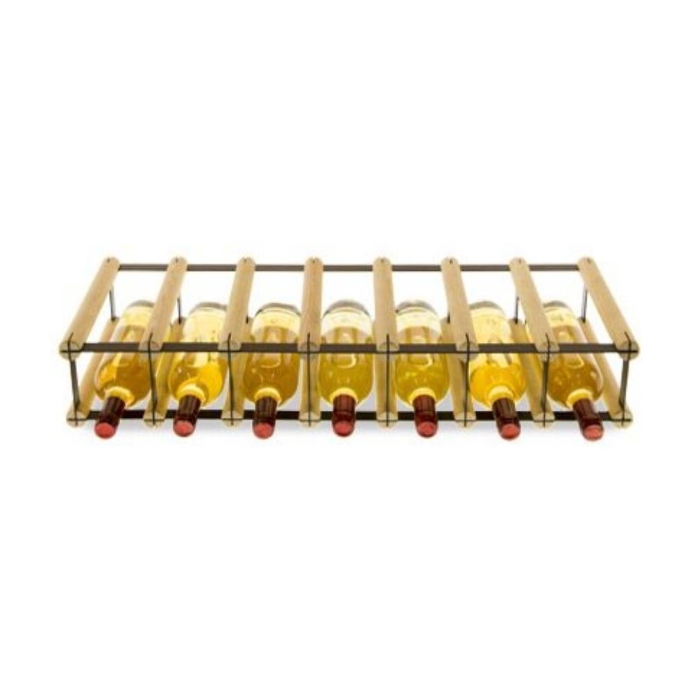 PROREGAL Modulair Wijnrek Vinotega Mod Metaal HxBxD 12,5 x 72,5 x 24,5 cm 7 x 1 Flessen Massief Dennenhout Natuurlijk
