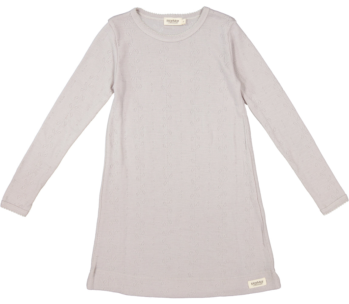 Night Dress, Uld Pointelle Nattøj - Soft Dove