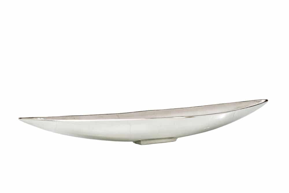 Handgearbeitete Deko Schale SILVER LEAF 80cm silber Aluminium