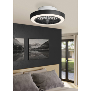 EGLO plafondlamp Sazan met ventilator Ø55cm, zwart/wit