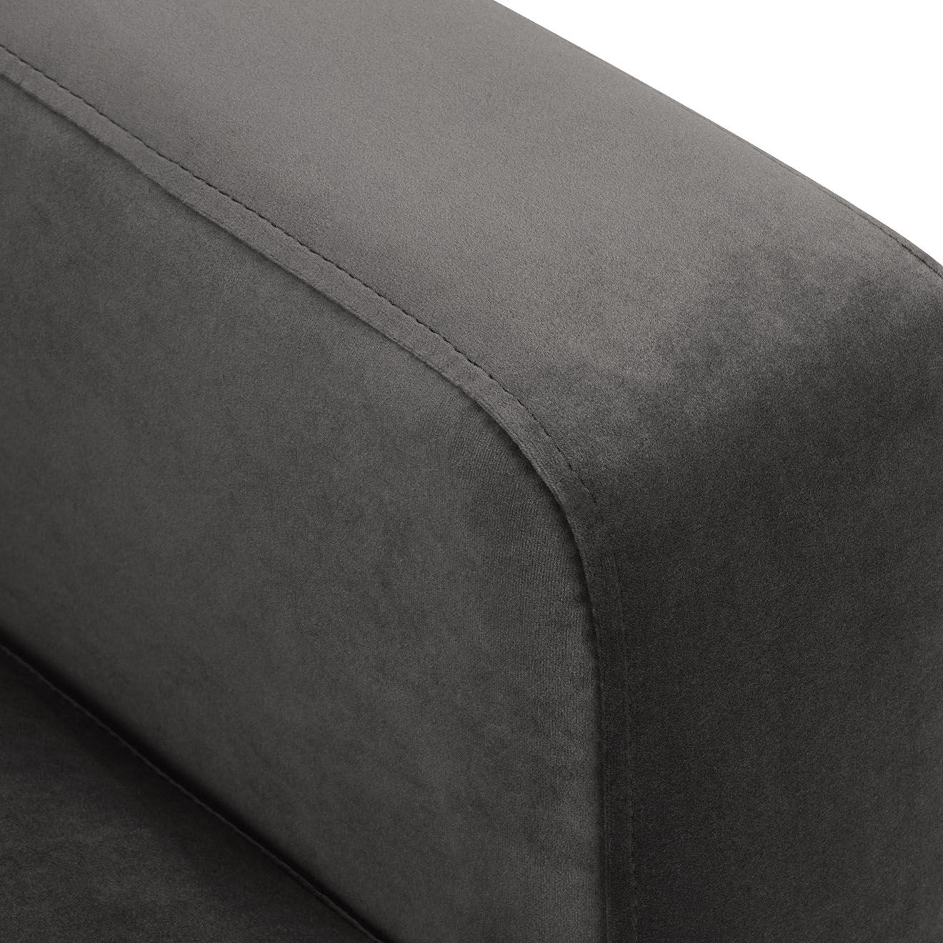 Mazzini Sofas Méridienne Velours Droite Venus grise - 160x104x90 cm