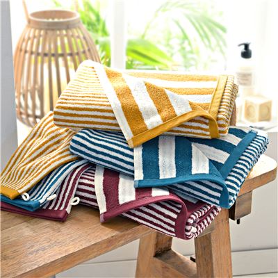 Linge de toilette rayures jacquard - 450 g/m² - BECQUET CRÉATION