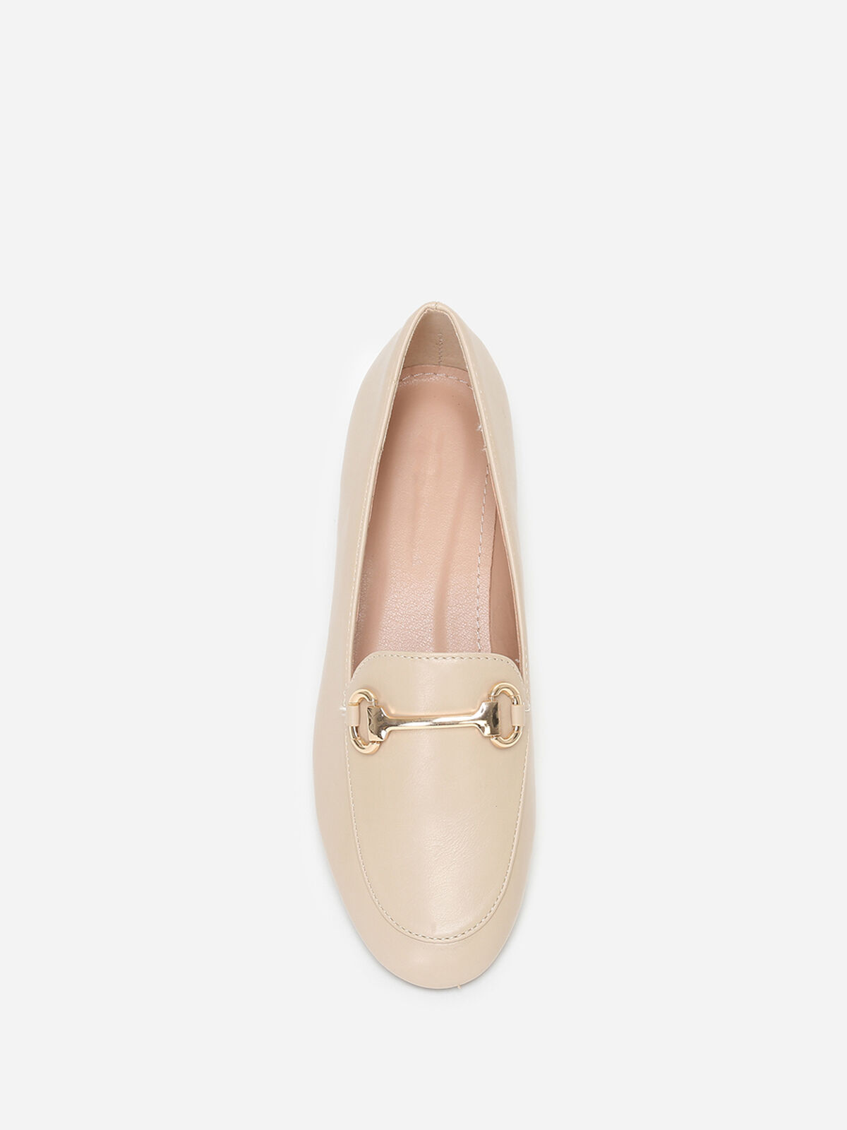 Mocassins plats à bride métallique- Beige