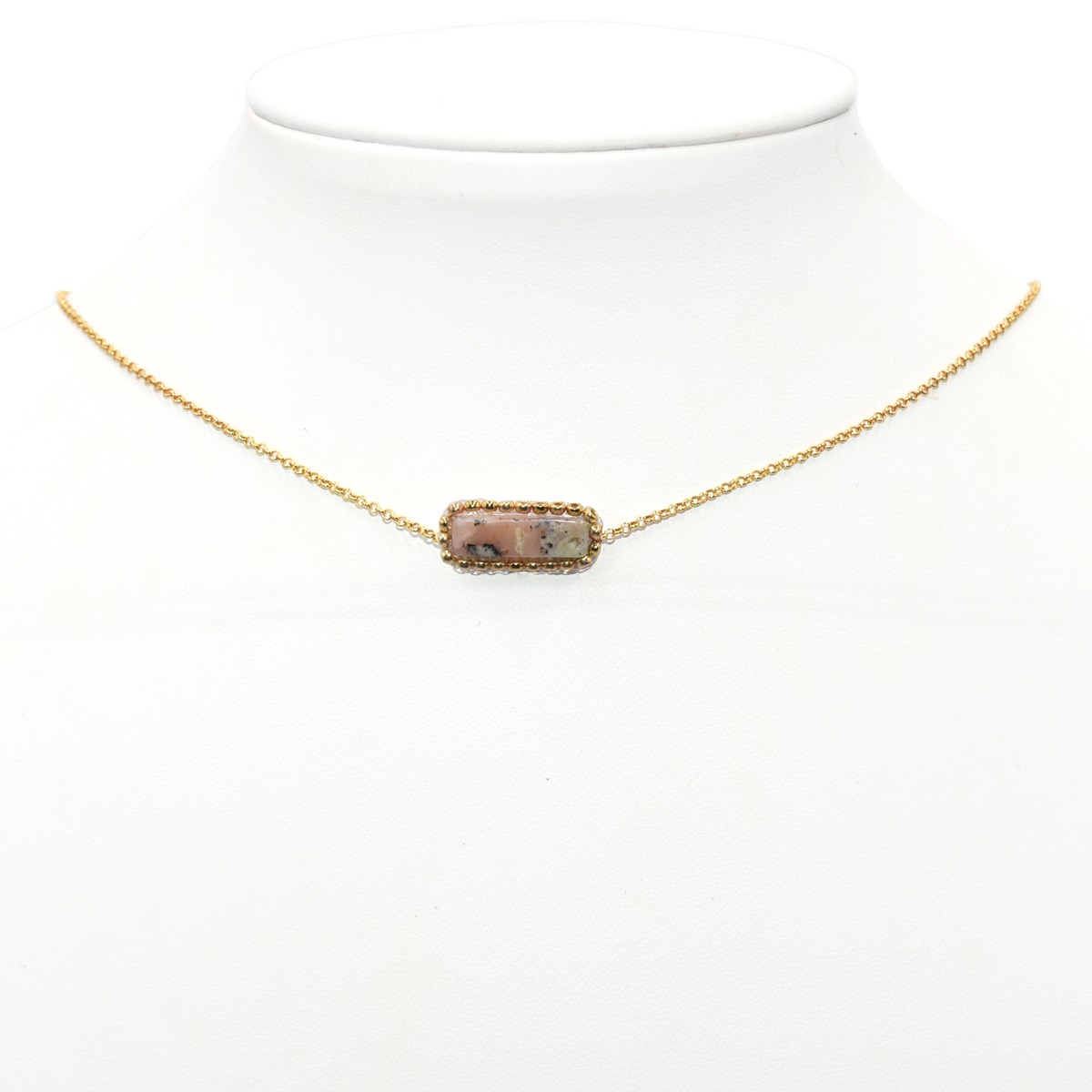 Collier avec pendentif tissé mains- Perles  miyuki perle d' agate rose- Doré à l'or fin