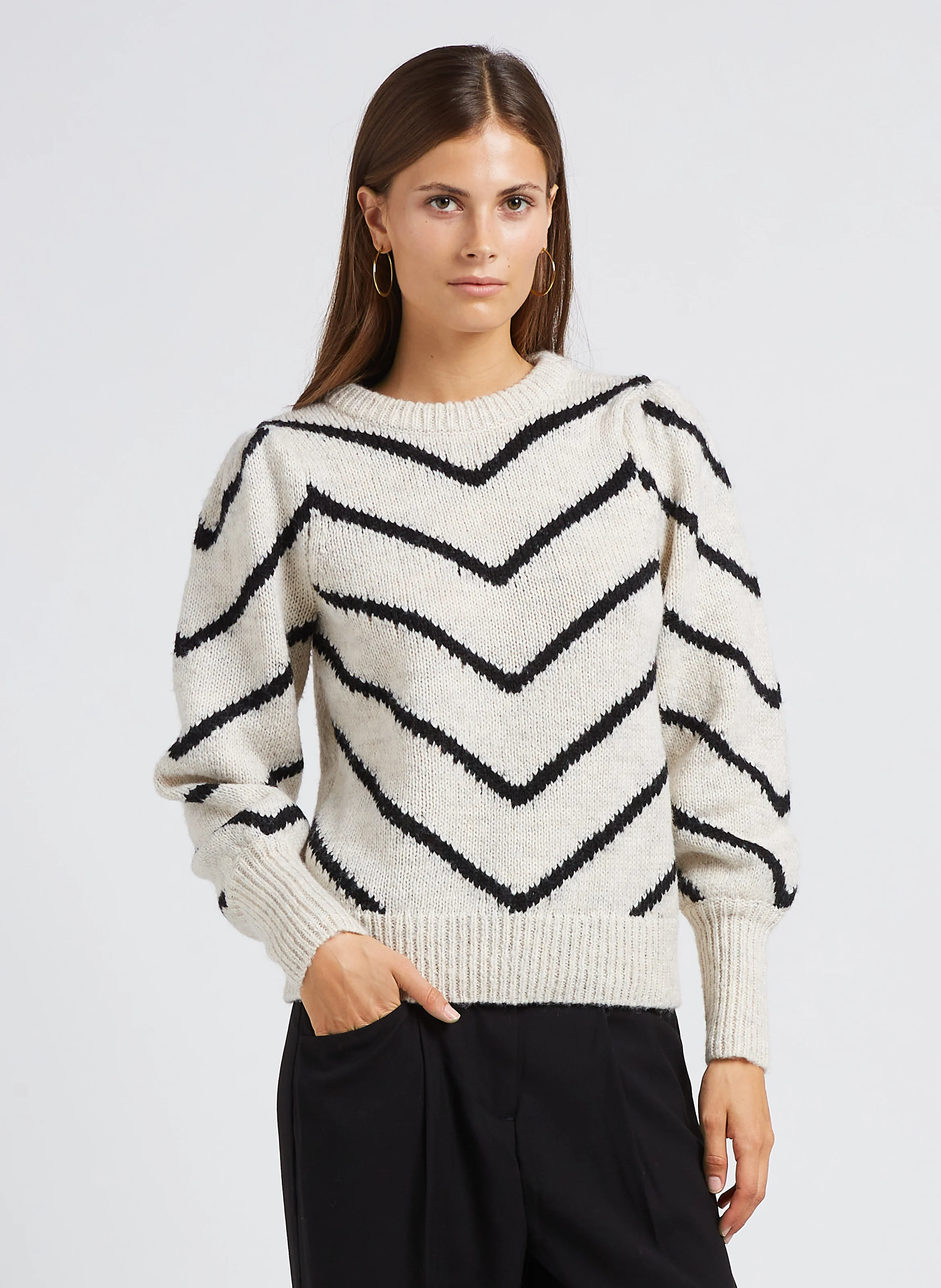 BRIELLE - Pull droit à col rond | Beige