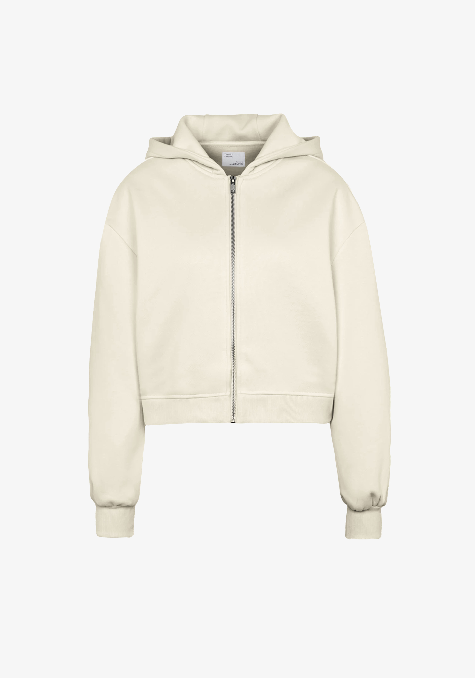 Colorful Standard Cropped Zip Hoodie Ivory White
