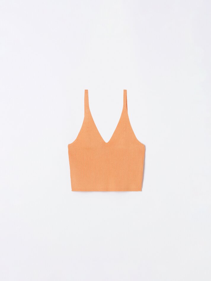 Top cropped de tricô - Laranja