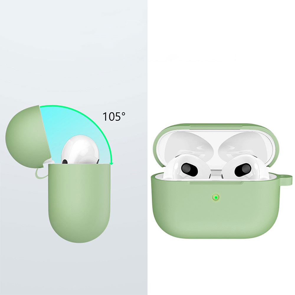 AirPods (3. Generation) Silikon Schutzhülle Abdeckung mit Karabinerhaken - Hellgrün