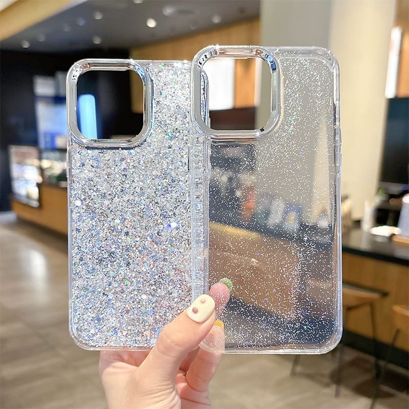 likamika - Glitter telefoonhoesje met pailletten - iPhone 16 Pro Max / 16 Pro / 16 Plus / 16 / 15 Pro Max / 15 Pro / 15 Plus / 15 / 14 Pro Max / 14 Pro / 14 Plus / 14 / 13 Pro Max / 13 Pro / 13 / 13 Mini