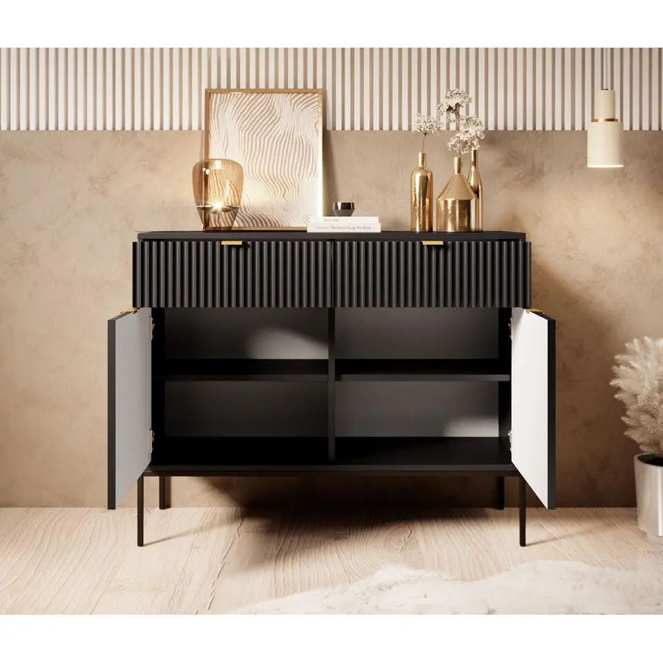 Meubella - Dressoir Navil - Zwart - 104 cm