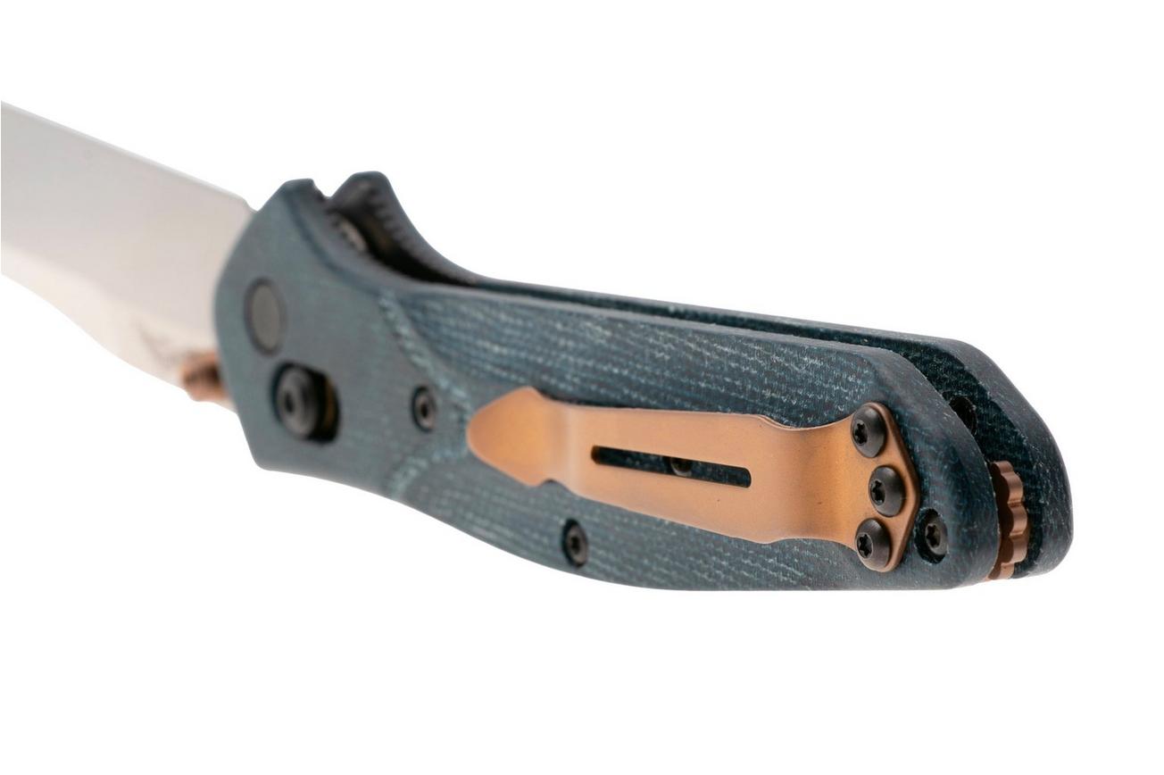 Benchmade Osborne 940-04 Stonewashed M390, Blue Denim Micarta, zakmes, Warren Osborne design