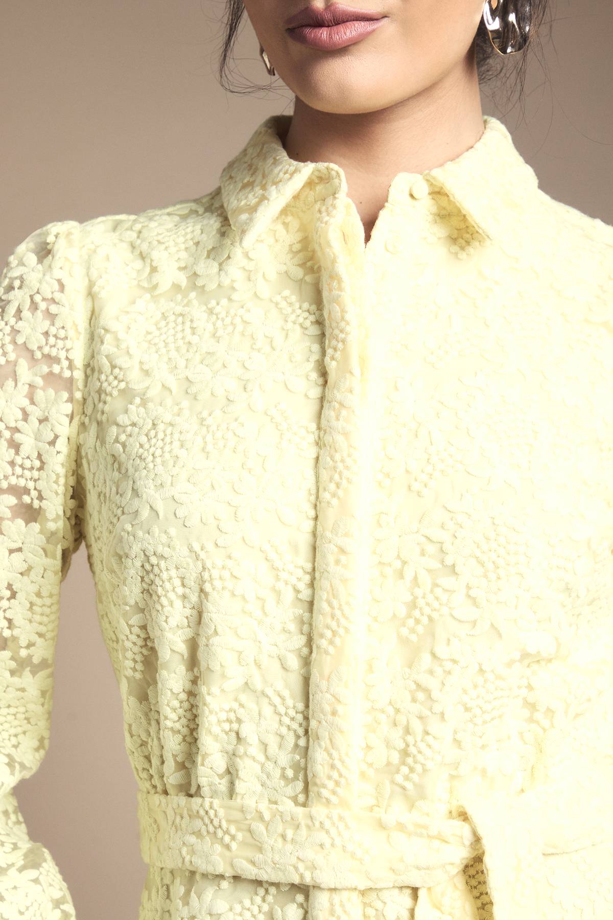 Wallis Robe Midi Chemisier En Organza À Broderies Florales