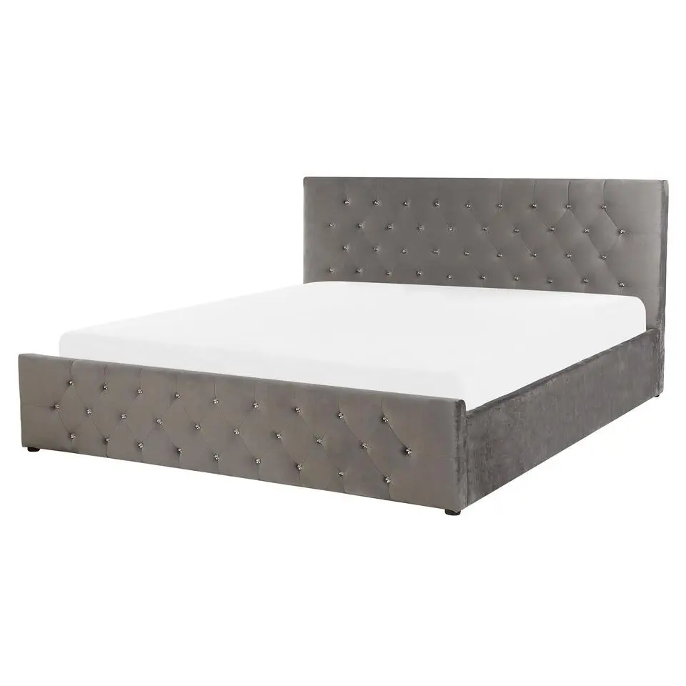 AMIENS - Bed met opbergruimte - Grijs - 160 x 200 cm - Fluweel