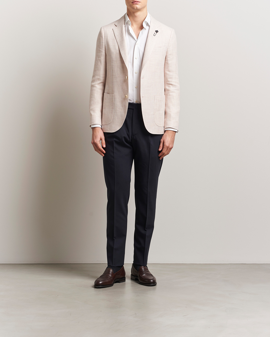 Lardini Linen/Wool Glencheck Blazer Pink