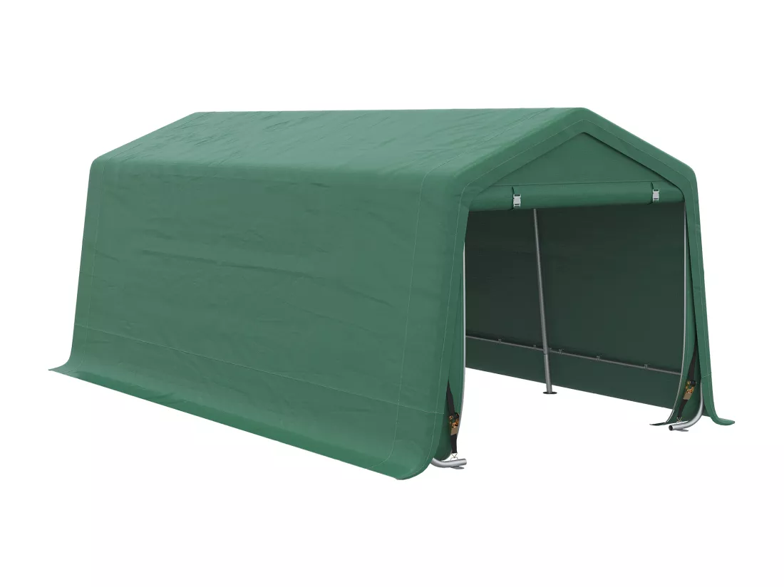Tente garage carport dim. 6L x 3l x 2,62H m acier galvanisé PE haute densité 180 g/m² imperméable anti-UV vert