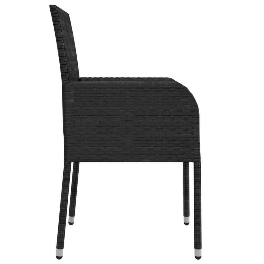 Mobilier à dîner de jardin et coussins 5 pièces noir résine tressée