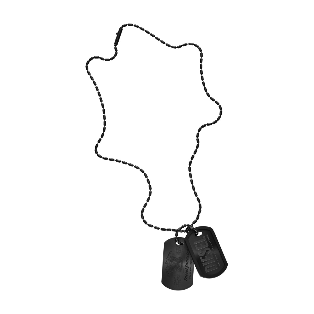 Diesel Halskette Dog-Tag Font Schwarz