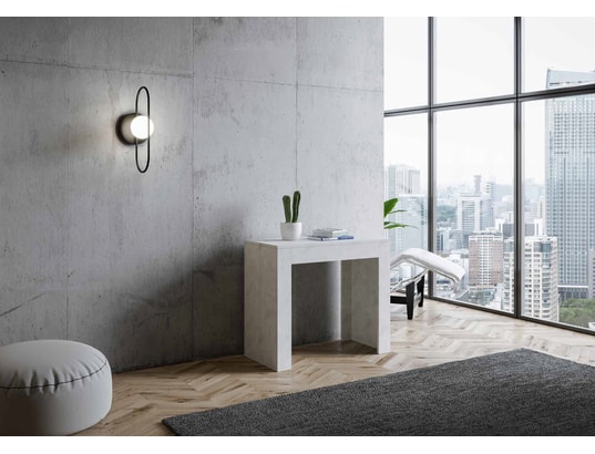 ITAMOBY - Console extensible emy 90x42/198cm blanc spatulé