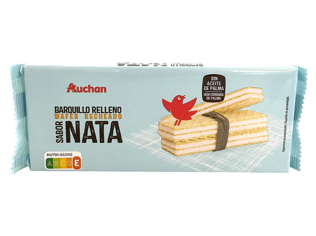 BOLACHA AUCHAN WAFFER RECHEIO NATA 200G