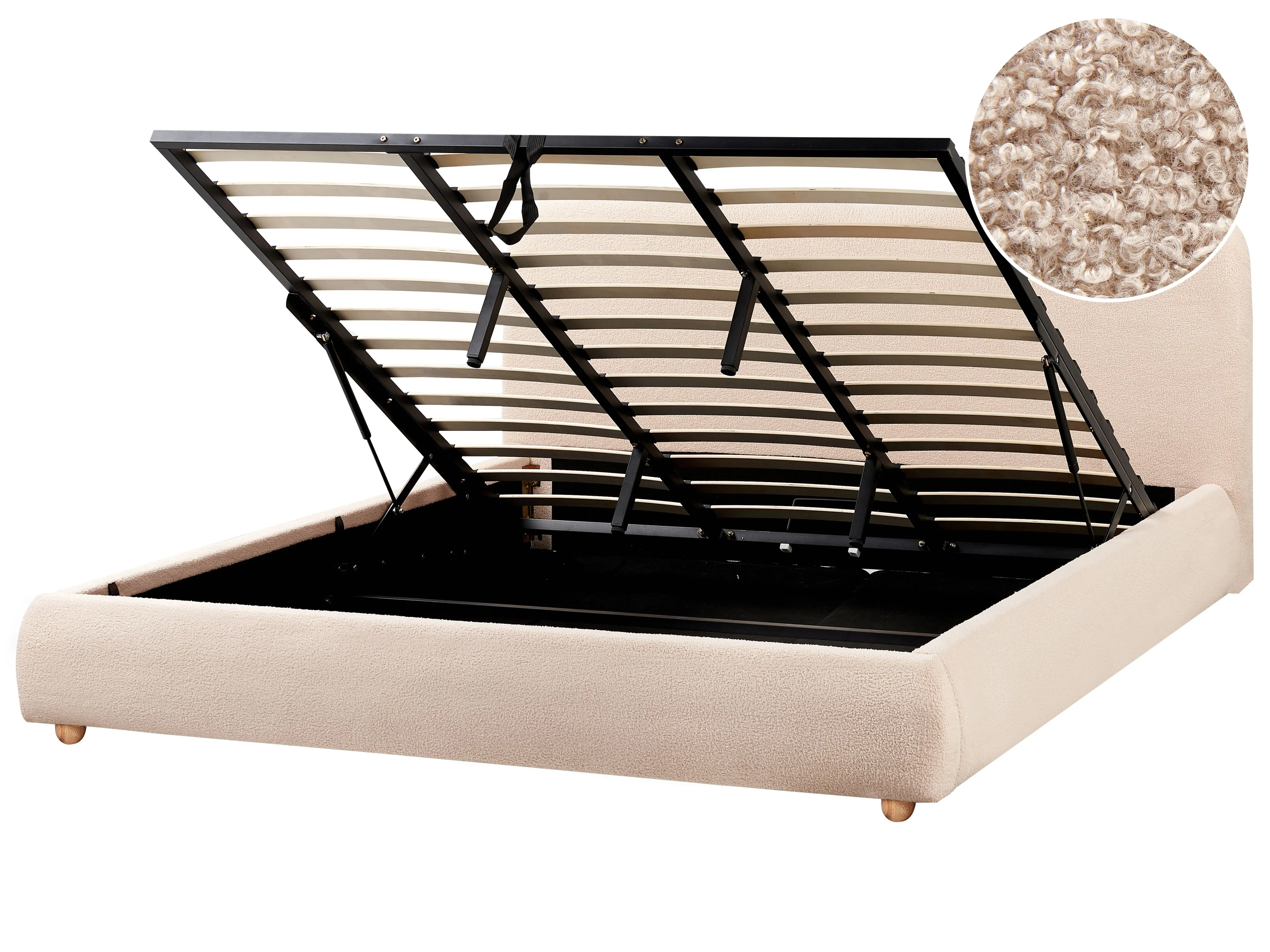Bed met opbergruimte Bouclé BLAGNAC 180 x 200 cm Beige