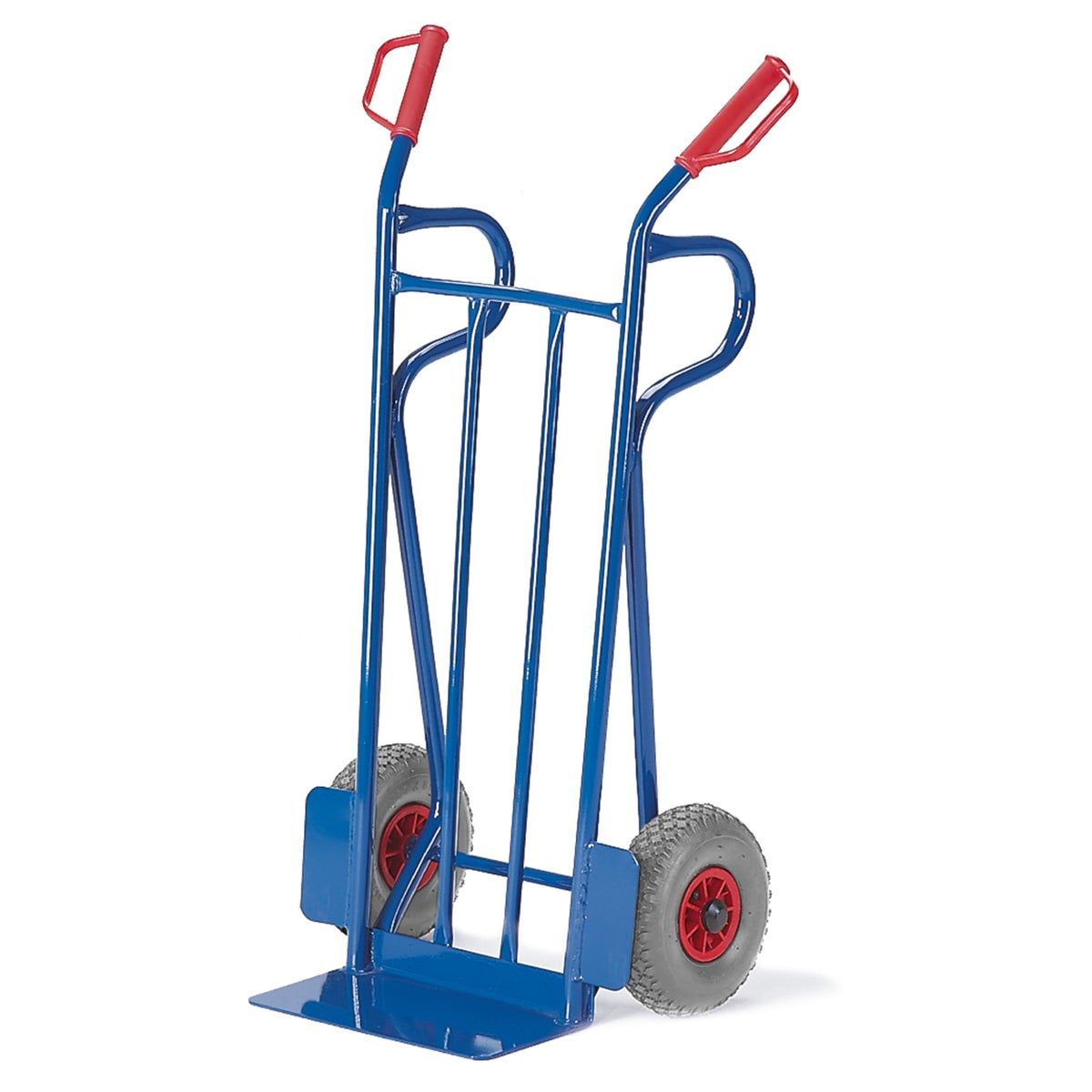 Rolwagen steekwagen -962- met vlakke stalen achterwand, 1200mm hoog, schepbreedte 400mm, massief rubber