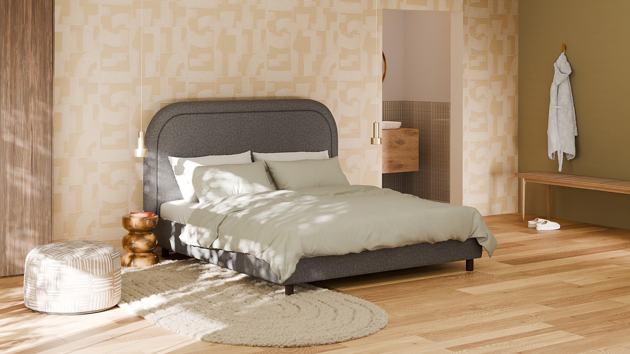 Bed Amber - Linen touch dark grey