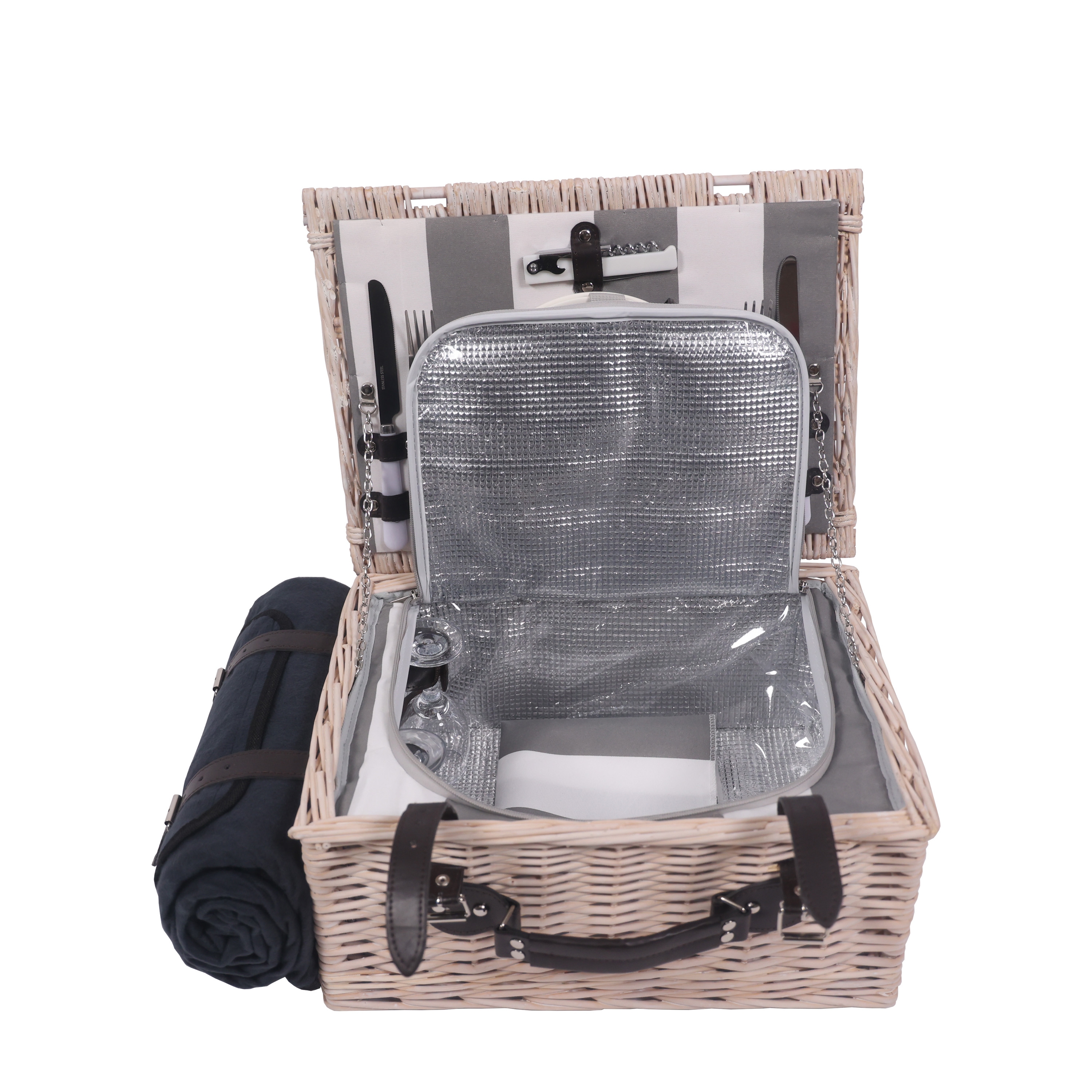 Picknickkorb Set für 2 Personen 40 x 30 x 19 cm