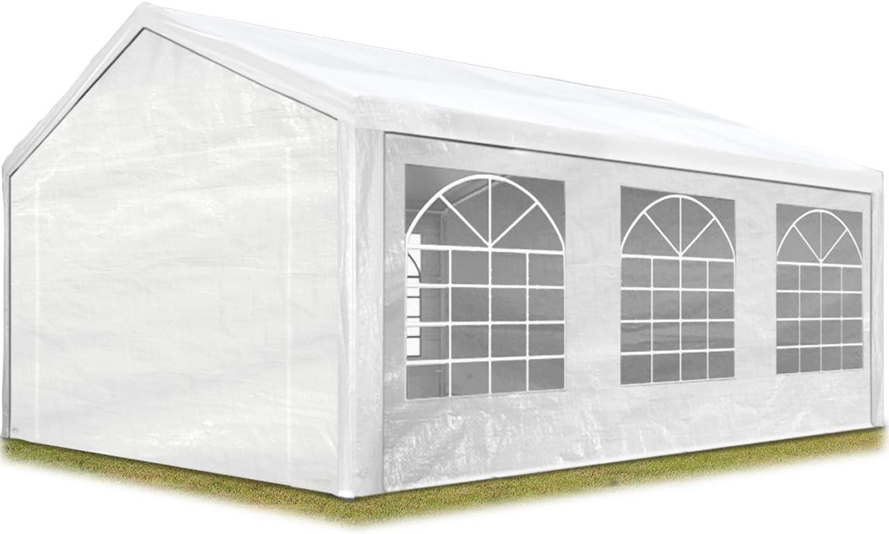 Partyzelt Pavillon 4x6 m in weiß PE Plane 350 N Wasserdicht UV Schutz Festzelt Gartenzelt