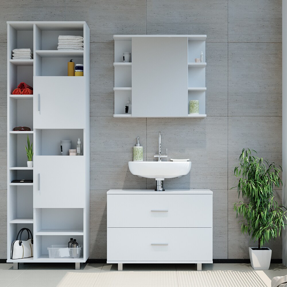 VICCO Badmöbel Set ILIAS WeißSpiegel Kommode Unterschrank Badschrank