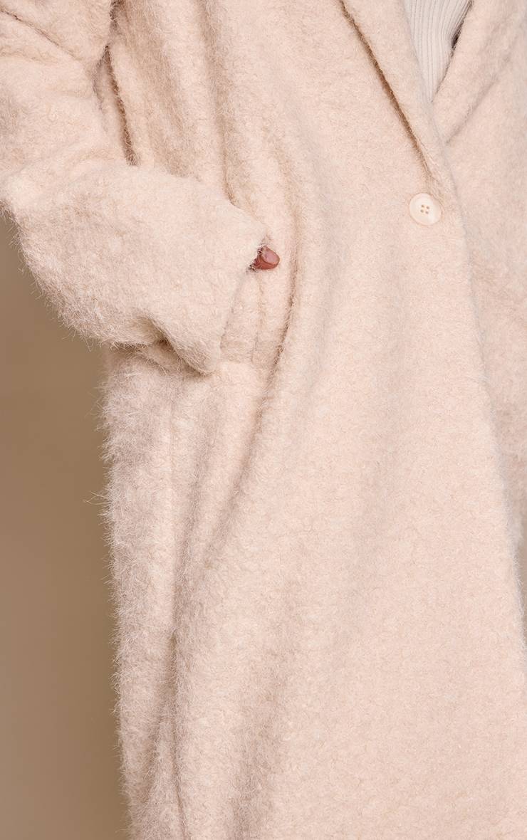 Crème Manteau Long Boutonné En Synthétique Petite Taille